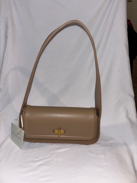 Rachel Zoe Handbags - Rachel Zoe Beige-Tan Shoulder Bag with Gold Turn-Lock